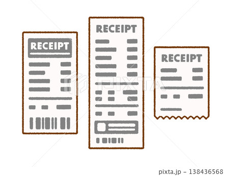 レシートのイラスト素材|家計・経費・買い物 レシートのイラスト素材|家計・経費・買い物 138436568