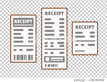 レシートのイラスト素材|家計・経費・買い物 レシートのイラスト素材|家計・経費・買い物 138436568
