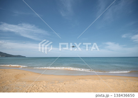 A huge passenger plane is landing in airport of Phuket, Thailand, a bottom view  138436650