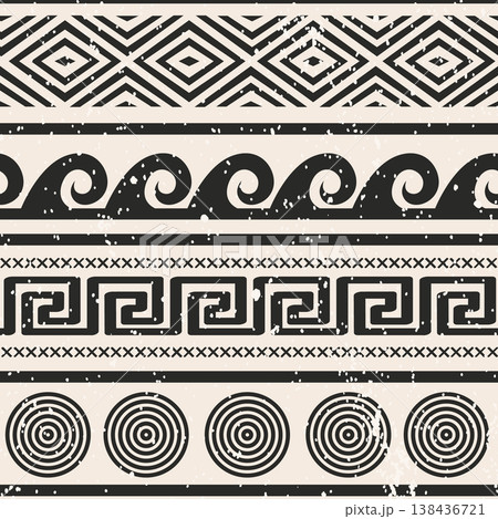 Greek Symbols Decorative Border Seamless Pattern. Antique background. Vector Design Illustration Greek Symbols Decorative Border Seamless Pattern. Antique background. Vector Design Illustration 138436721