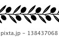 Hand drawn olive branch seamless border, outline silhouette isolated on a white background. Vector illustration 138437068