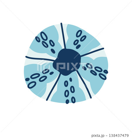 Sea urchin in azure colors and flat style, a round inhabitant of the seabed 138437479
