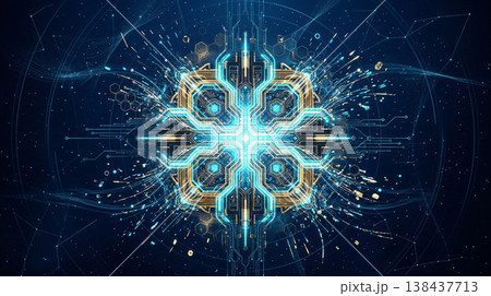 量子プロセッサ（QPU）と量子もつれの概念・近未来イメージ 138437713