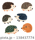 Cute Hedgehog Collection Hand Drawn Oil Pastel and Crayon Style for Digital Diary Sticker and Forest Animal Stationery Design 138437774