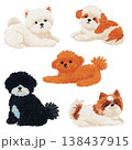 Cute Bichon Frise and Poodle Dog Collection Hand Drawn Oil Pastel Style Puppy Set for Pet Industry Branding 138437915