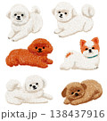 Cute Bichon Frise and Poodle Dog Collection Hand Drawn Oil Pastel Style Puppy Set for Pet Industry Branding 138437916
