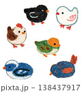Cute Chick and Bird Collection Hand Drawn Oil Pastel and Crayon Style for Digital Diary Sticker and Stationery Design 138437917