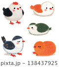 Cute Chick and Bird Collection Hand Drawn Oil Pastel and Crayon Style for Digital Diary Sticker and Stationery Design 138437925