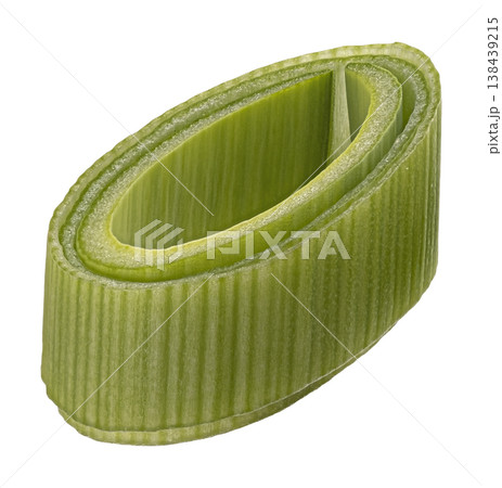 Sliced leek, chopped green onion isolated on white background, full depth of field Sliced leek, chopped green onion isolated on white background, full depth of field 138439215