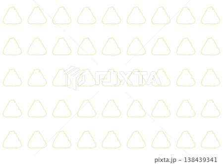 丸い三角形のシームレスパターン　ゴールドアウトライン×白　手書き風エレガント線画デザイン 138439341