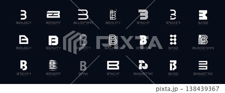 Letter B Logo Collection in Futuristic Tech Style, Modern Geometric Minimalist Creative Branding for Business Identity Design. Monogram Set for Startups, Businesses, Companies. Vector Illustration Letter B Logo Collection in Futuristic Tech Style, Modern Geometric Minimalist Creative Branding for Business Identity Design. Monogram Set for Startups, Businesses, Companies. Vector Illustration 138439367