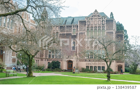 University of Washington, Seattle, Washington State, USA 03-16-2025 - There are historical buildings and symbols on the university grounds. 138439587