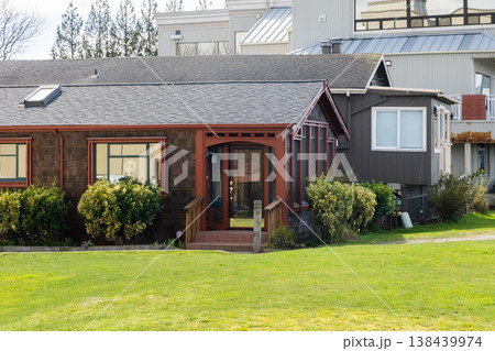 Edmonds, Marina Beach Park, WA, 03.13.2025 - house on the bay embankment 138439974