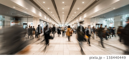 渋谷の駅コンコースを行き交う人々の流れ 138440449