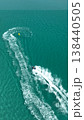 Top view of a boat in the sea on a sunny day in Tunisia, Mahdia drone view 138440505