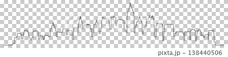 Black city skyline silhouette, continuous one line drawing, without background Black city skyline silhouette, continuous one line drawing, without background 138440506