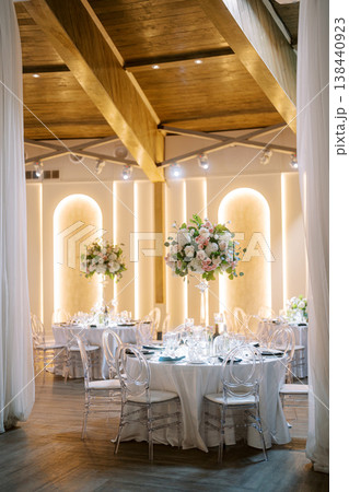 Charming Reception With Floating Flower Spheres And Gentle Lights 138440923