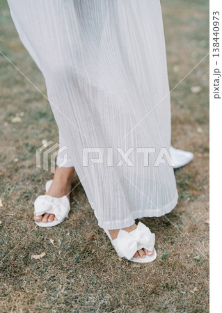 Caucasian Bride Sandal Detail On Grass 138440973