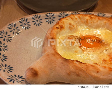 Traditional khachapuri on plate Traditional khachapuri on plate 138441466