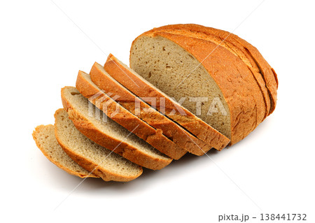 Sliced whole wheat bread isolated on white background Sliced whole wheat bread isolated on white background 138441732
