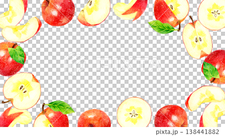 Apple frame with various peeling methods - Hand-drawn watercolor illustration background material for fruits and vegetables Apple frame with various peeling methods - Hand-drawn watercolor illustration background material for fruits and vegetables 138441882