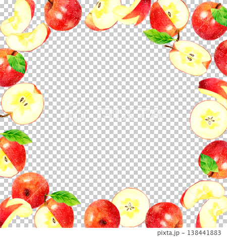 Apple frame with various peeling methods - Hand-drawn watercolor illustration background material for fruits and vegetables Apple frame with various peeling methods - Hand-drawn watercolor illustration background material for fruits and vegetables 138441883