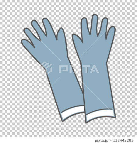 Simple illustration of rubber gloves (cleaning supplies, kitchen, blue) 138442293
