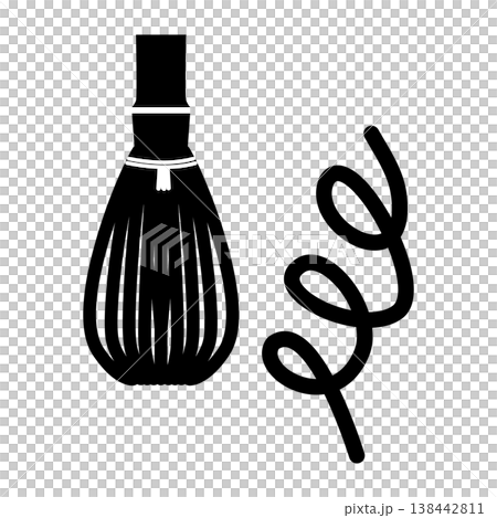 シンプルな茶道具、茶筅、くるくる、黒 138442811