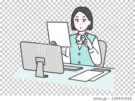 確認作業をする医療事務スタッフのイメージイラスト 確認作業をする医療事務スタッフのイメージイラスト 138442838
