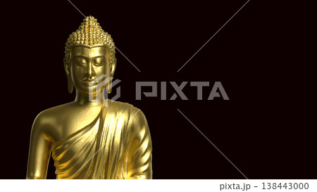 Golden Buddha Statue Meditation Spiritual Peace Concept 3d render. Golden Buddha Statue Meditation Spiritual Peace Concept 3d render. 138443000