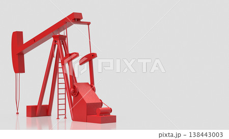 Red Oil Pump Jack Isolated On White Background 3d render. 138443003
