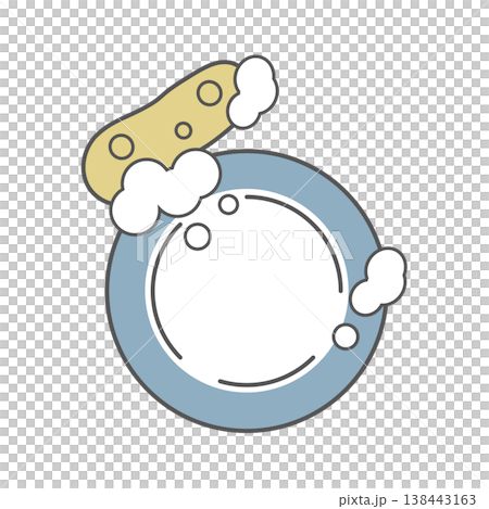 A simple illustration of washing dishes with a foaming sponge (dishwashing, kitchen supplies, blue, clean). A simple illustration of washing dishes with a foaming sponge (dishwashing, kitchen supplies, blue, clean). 138443163