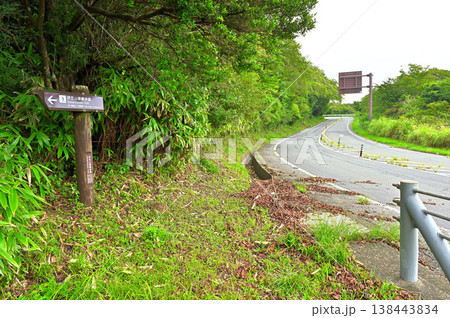 伊豆半島の伊豆山稜線歩道 西伊豆スカイラインの道路から船原峠へ向かう山道の入口 伊豆半島の伊豆山稜線歩道 西伊豆スカイラインの道路から船原峠へ向かう山道の入口 138443834