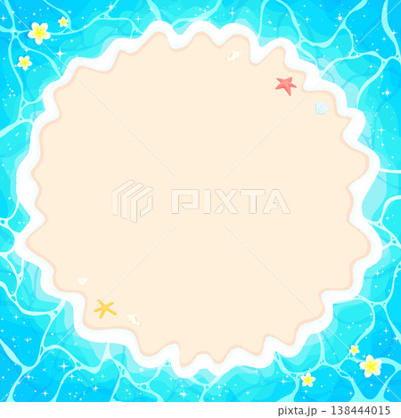 キラキラした波打ち際のフレーム_正方形 138444015