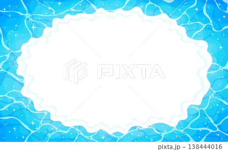 キラキラした波打ち際の透過フレーム_横 138444016