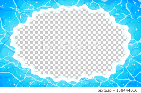 キラキラした波打ち際の透過フレーム_横 138444016