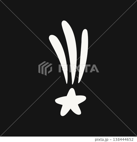 Minimal shooting star symbol isolated on background. Hand drawn sparkle star icon vector design element. 138444652