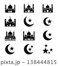 Islamic Mosque Crescent Star Icon Set 138444815