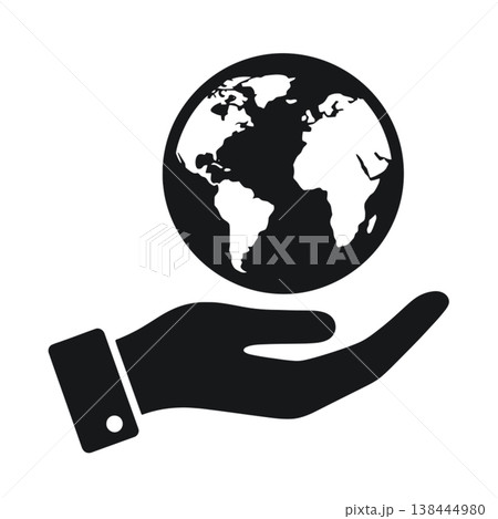 Hand Holding Globe Icon for Global Care and Environment 138444980