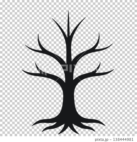 Bare Winter Tree Silhouette Vector Icon Isolated on White Bare Winter Tree Silhouette Vector Icon Isolated on White 138444981