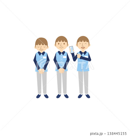 コンビニで働く男性のイラスト 138445155