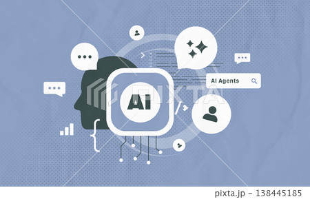 AI agents deliver autonomous intelligence, conversational capabilities, machine learning integration, business automation. Agentic ai 2026 trends, digital innovation strategy vector illustration AI agents deliver autonomous intelligence, conversational capabilities, machine learning integration, business automation. Agentic ai 2026 trends, digital innovation strategy vector illustration 138445185