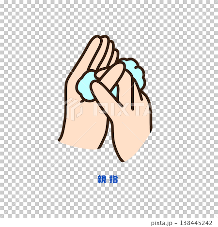 手洗い 親指の洗い方イラスト（感染対策・衛生管理） 138445242