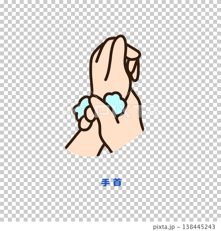 手洗い 手首の洗い方イラスト（正しい手洗い・衛生管理） 138445243