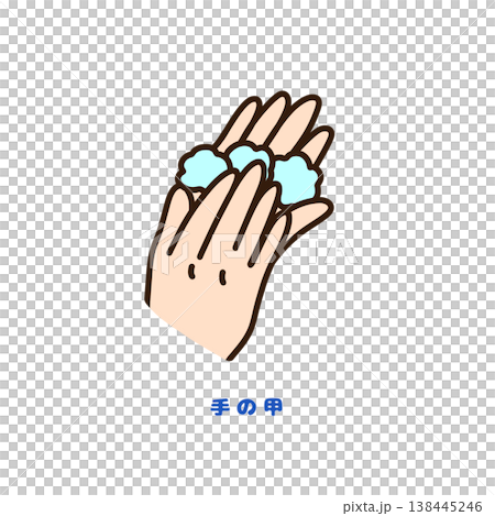Handwashing: Illustration of how to wash the back of your hands (correct handwashing and hygiene management) Handwashing: Illustration of how to wash the back of your hands (correct handwashing and hygiene management) 138445246
