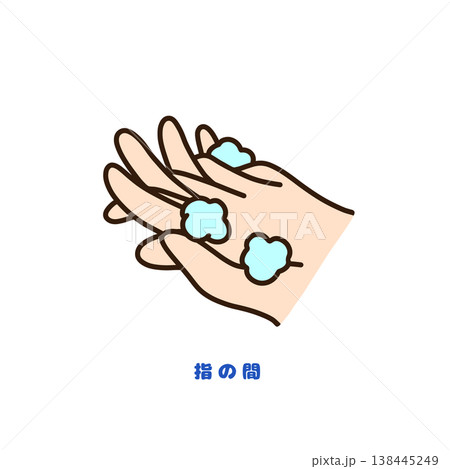 手洗い 指の間の洗い方イラスト（感染対策・衛生管理） 138445249