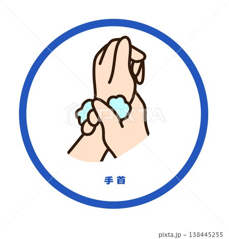 手洗い 手首の洗い方イラスト(正しい手洗い・衛生管理) 手洗い 手首の洗い方イラスト(正しい手洗い・衛生管理) 138445255