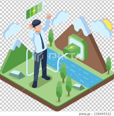 Isometric Businessman Recharging Energy from Nature Isometric Businessman Recharging Energy from Nature 138445522