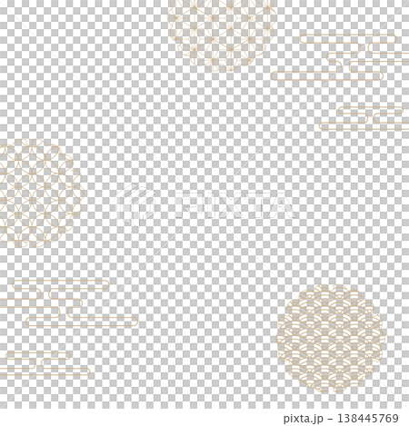 Japanese-style decorative frame, clouds, Japanese pattern, square size Japanese-style decorative frame, clouds, Japanese pattern, square size 138445769