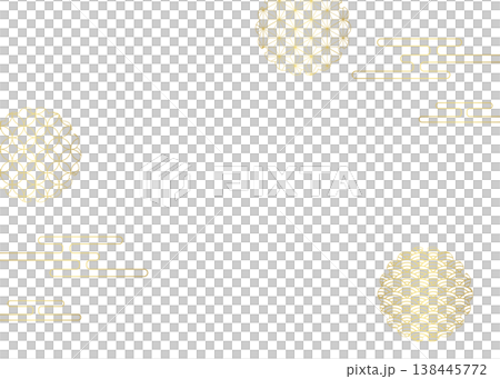 Japanese-style decorative frame, clouds, and Japanese patterns Japanese-style decorative frame, clouds, and Japanese patterns 138445772